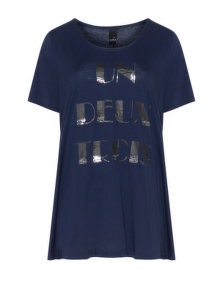 Adia Embellished slogan print top  Blue