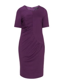 Manon Baptiste Draped ponte jersey shift dress Purple