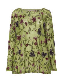 Isolde Roth Embroidered linen top Green / Multicolour