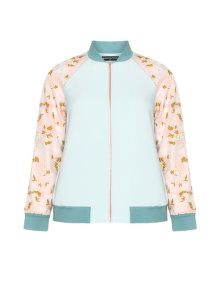 Manon Baptiste Embroidered sleeve bomber jacket Light-Blue / Multicolour