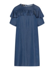 Manon Baptiste Denim-look ruffle dress  Dark-Blue