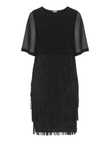 Samoon Layered chiffon cocktail dress Black